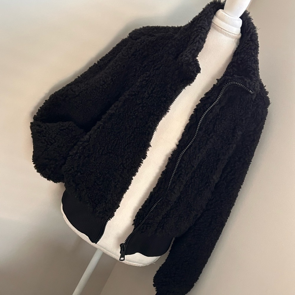 Zara Faux Fur Teddy Black Jacket Gem